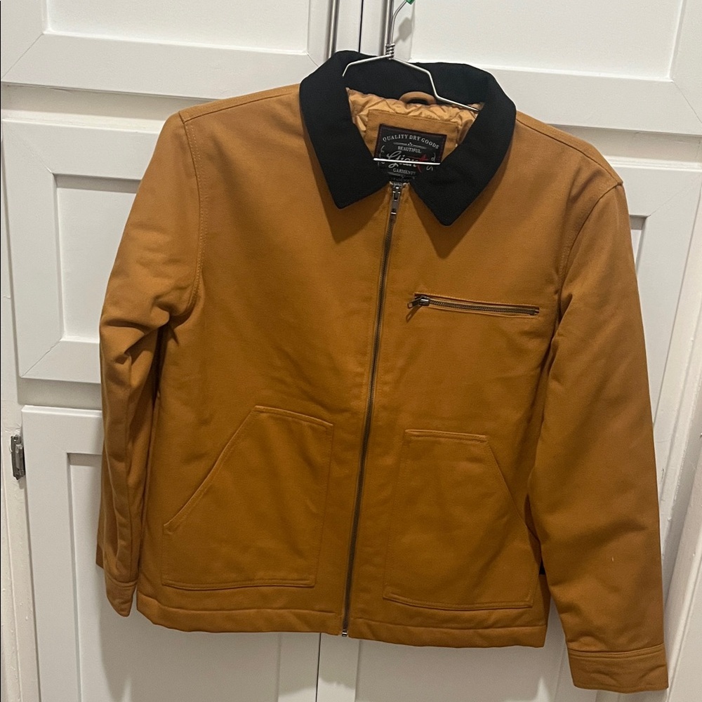 Men's Brown  canvas Jacket with Black Collar